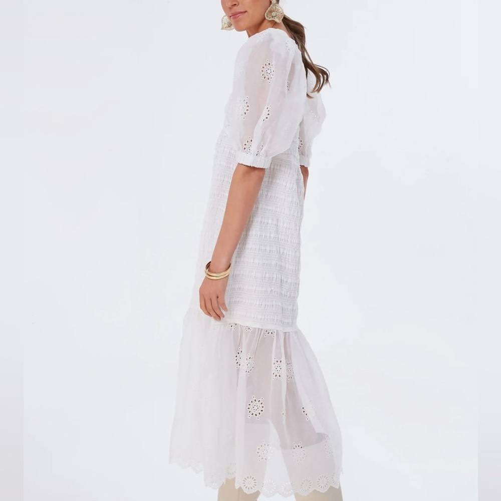 Sea New York “Blaine” Midi Eyelet Puff Sleeve Dress - Picture 2 of 7